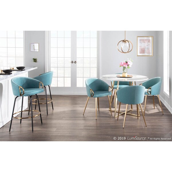 Lumisource Cosmo Dining Table in Gold Metal and White Marble Top - DT-COSMO2 AUWMB