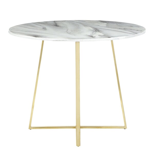 Lumisource Cosmo Dining Table in Gold Metal and White Marble Top - DT-COSMO2 AUWMB