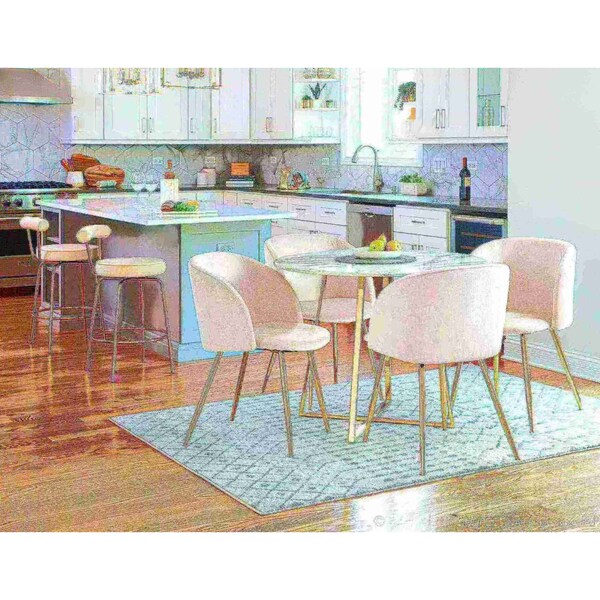 Lumisource Cosmo Dining Table in Gold Metal and White Marble Top - DT-COSMO2 AUWMB