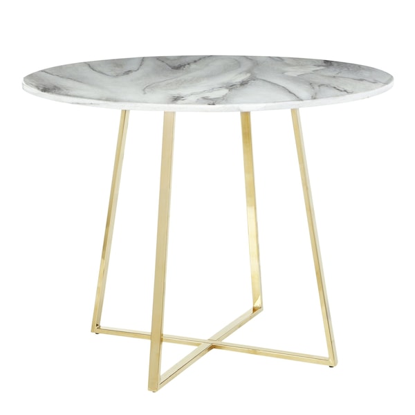 Lumisource Cosmo Dining Table in Gold Metal and White Marble Top - DT-COSMO2 AUWMB