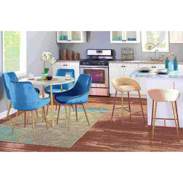 Lumisource Cosmo Dining Table in Gold Metal and White Marble Top - DT-COSMO2 AUWMB
