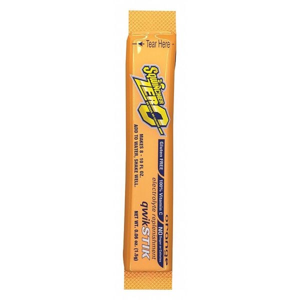 Sqwincher Quick Stiks, Sugar Free Drink Mix Powder, 10 oz Yield Per Unit, Orange, 500 Packs - 159060200