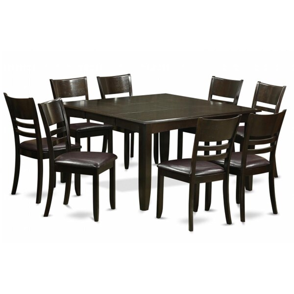 East West Furniture 9 Piece Dining Room Table Set-Dinette Table With Leaf and 8 Kitchen Chairs - PFLY9-CAP-LC