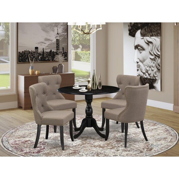 East West Furniture 5 Piece Dublin Kitchen Table Set - Wire Brushed Black - DMSI5-ABK-48