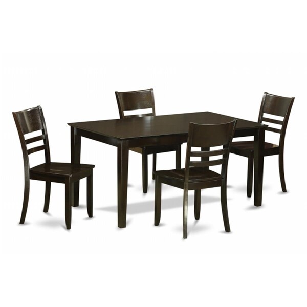 East West Furniture 5 Piece Dining Room Set-Kitchen Table and 4 Dining Chairs - CALY5-CAP-W