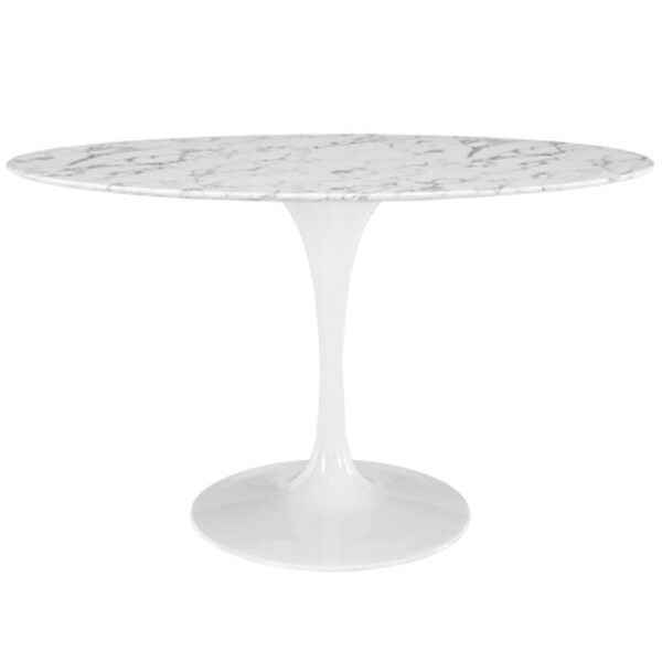 East End Imports Lippa 54 in. Oval-Shaped Artificial Marble Dining Table, White - EEI-1134-WHI