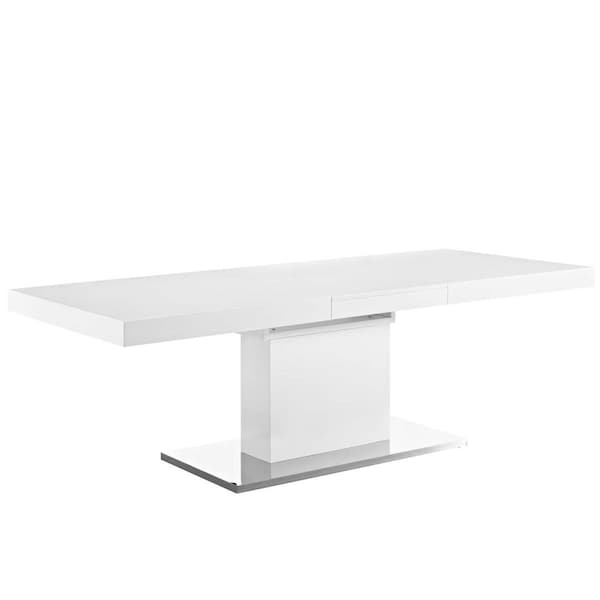 Modway Furniture Vector Expandable Dining Table - White Silver, 30 x 39.5 x 71 - 94.5 in. - EEI-2870-WHI-SLV