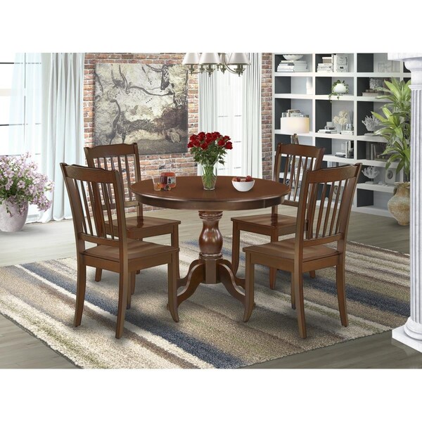 East West Furniture 5 Piece Hartland Dining Table Set - Mahogany - HBDA5-MAH-W