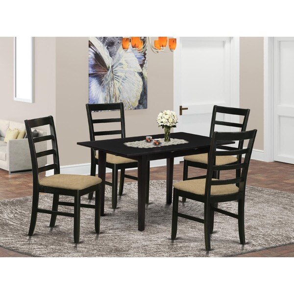 East West Furniture 5 Piece Norfolk Rectangular Dining Table Set - Black - NOPF5-BLK-C