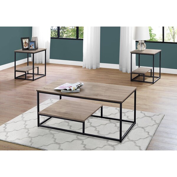 Homeroots Dark Taupe & Black Metal Table Set - Set of 3 - 366092