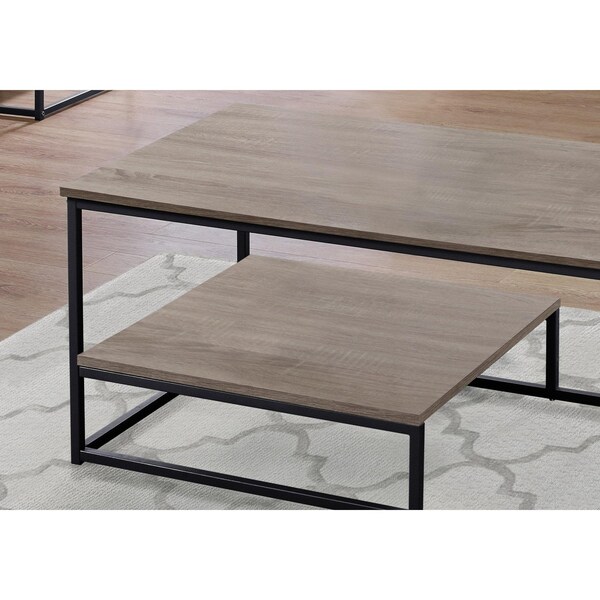 Homeroots Dark Taupe & Black Metal Table Set - Set of 3 - 366092
