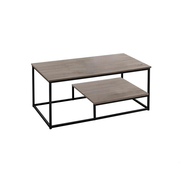 Homeroots Dark Taupe & Black Metal Table Set - Set of 3 - 366092