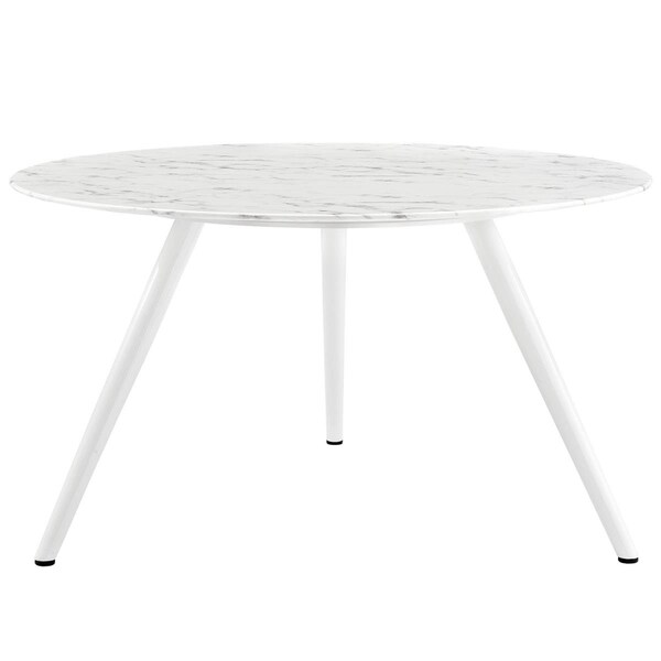 Modway Furniture Modway  54 in. Lippa Round Artificial Marble Dining Table with Tripod Base, White - EEI-2526-WHI