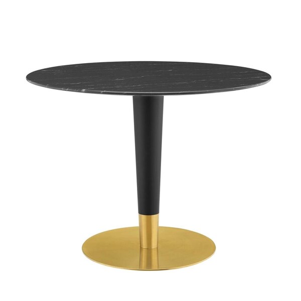 Modway Furniture 40 in. Zinque Artificial Marble Dining Table, Gold Black - EEI-5148-GLD-BLK