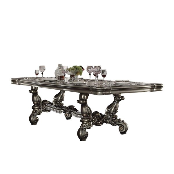 Gfancy Fixtures 46 x 120 x 32 in. Antique Platinum Wood Poly Resin Dining Table - GF3092611
