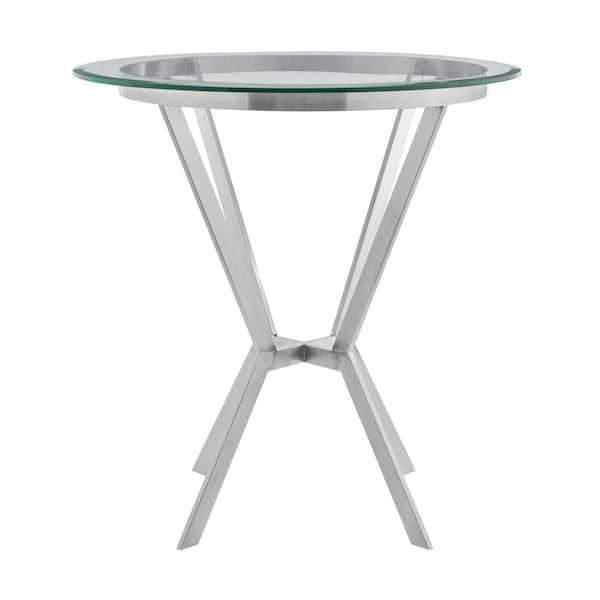 Seatsolutions Naomi Round Glass & Brushed Stainless Steel Dining Table - SE3318269