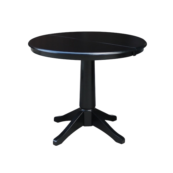 International Concepts Round 36 in Rd Top Pedestal Table, 12 in Leaf, 28.9 inH, Dining Height, Black, 36 in W, 48 in L - K46-36RXT-27B
