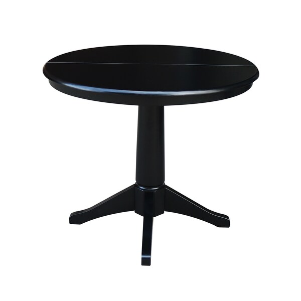 International Concepts Round 36 in Rd Top Pedestal Table, 12 in Leaf, 28.9 inH, Dining Height, Black, 36 in W, 48 in L - K46-36RXT-27B