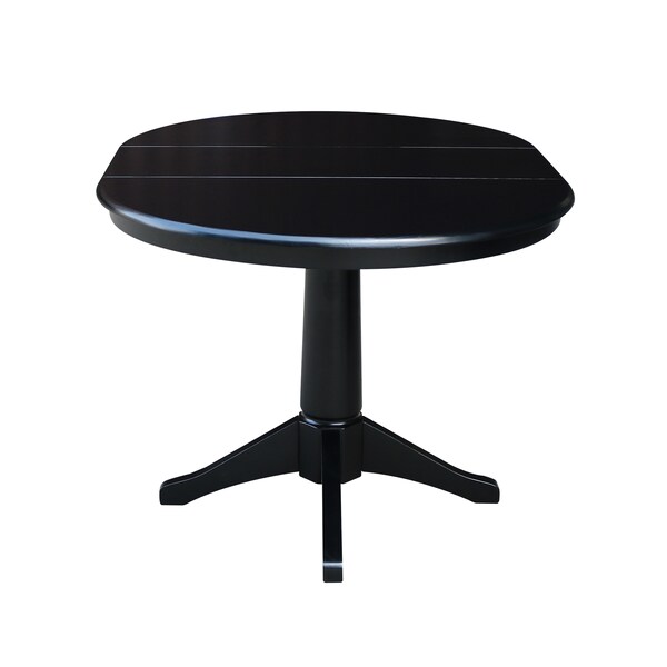 International Concepts Round 36 in Rd Top Pedestal Table, 12 in Leaf, 28.9 inH, Dining Height, Black, 36 in W, 48 in L - K46-36RXT-27B