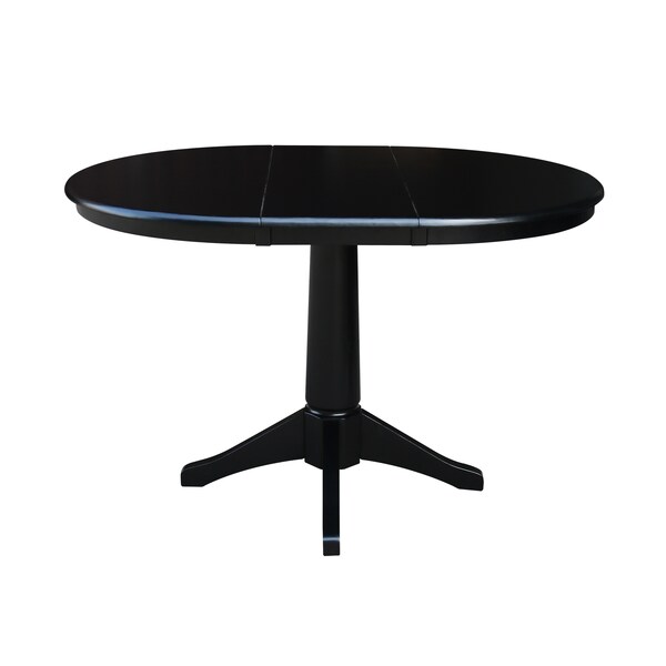 International Concepts Round 36 in Rd Top Pedestal Table, 12 in Leaf, 28.9 inH, Dining Height, Black, 36 in W, 48 in L - K46-36RXT-27B