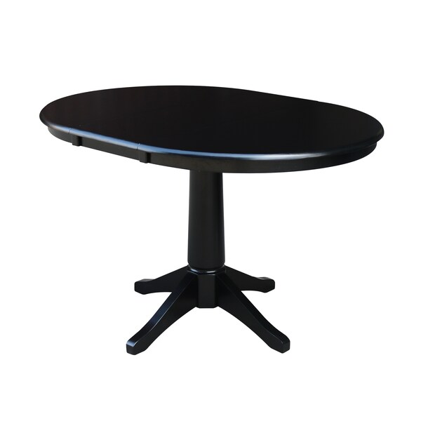 International Concepts Round 36 in Rd Top Pedestal Table, 12 in Leaf, 28.9 inH, Dining Height, Black, 36 in W, 48 in L - K46-36RXT-27B