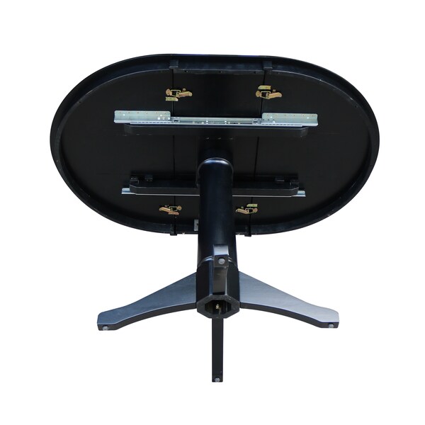 International Concepts Round 36 in Rd Top Pedestal Table, 12 in Leaf, 28.9 inH, Dining Height, Black, 36 in W, 48 in L - K46-36RXT-27B