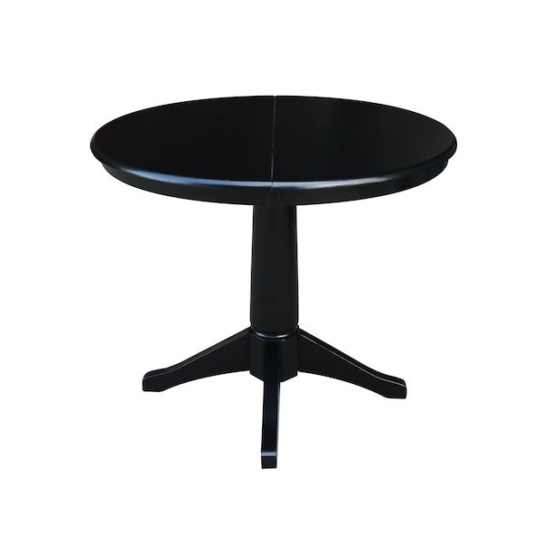 International Concepts Round 36 in Rd Top Pedestal Table, 12 in Leaf, 28.9 inH, Dining Height, Black, 36 in W, 48 in L - K46-36RXT-27B