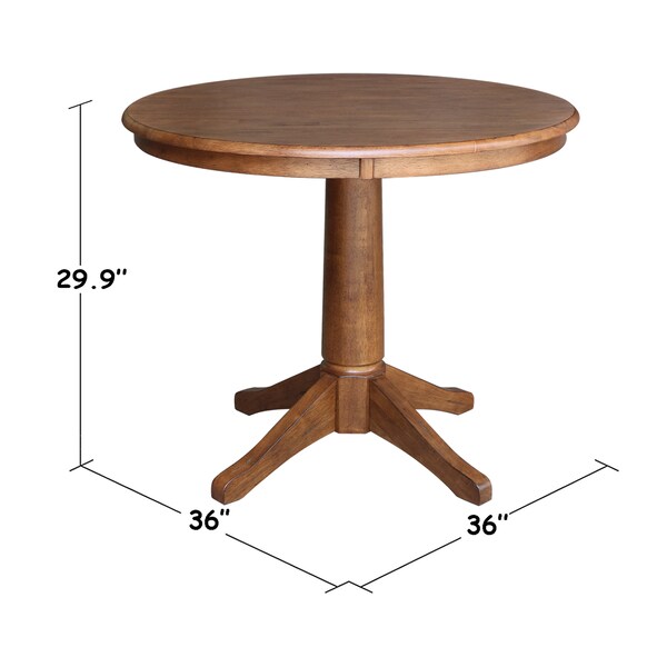 International Concepts Round 36 in Round Top Pedestal Table, 29.9 in Height, Distressed Oak, 36 in W, 36 in L, 29.9 in H - K42-36RT-27B
