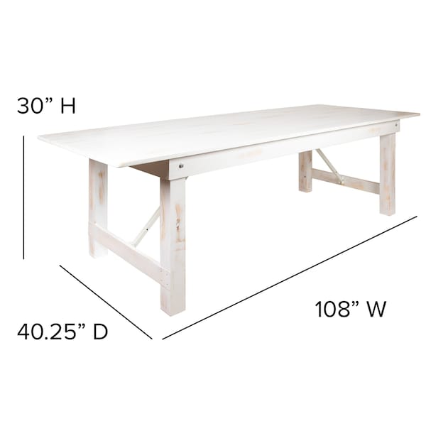 Flash Furniture Rectangle 40.25" W, 108" L, 30" H, Wood, Wood Grain - XA-F-108X40-WH-GG