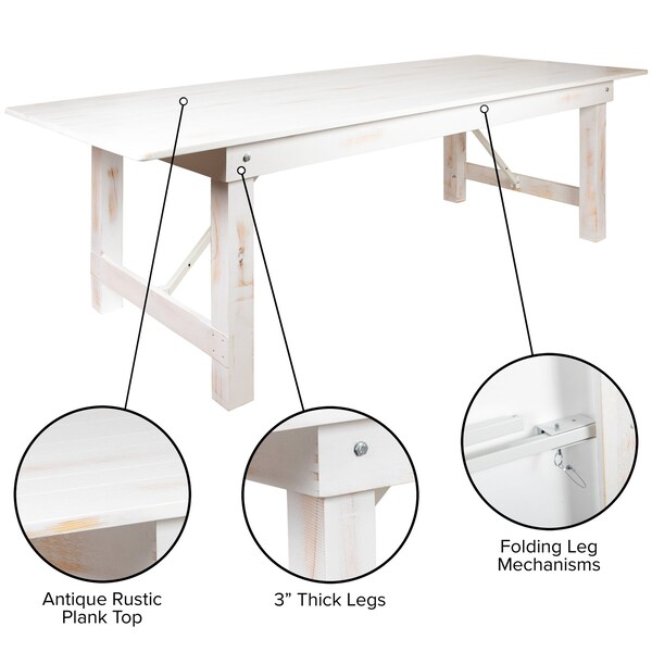 Flash Furniture Rectangle 40.25" W, 108" L, 30" H, Wood, Wood Grain - XA-F-108X40-WH-GG