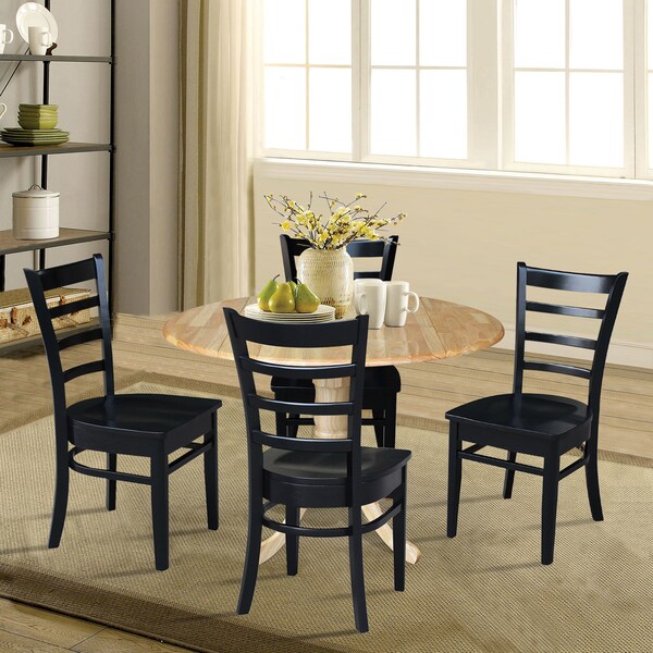 International Concepts 42 in. Dual Drop Leaf Table with 4 Ladder Back Dining Chairs - 5 Piece Dining Set - K01-42DP-C46-617-4