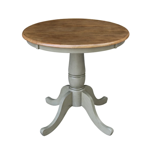 International Concepts Round 30 in Rd Top Pedestal Table, 2 San Remo Chairs, Hickory/Stone, 30 in W, 30 in L, 29.1 in H - K41-30RT-C10-2