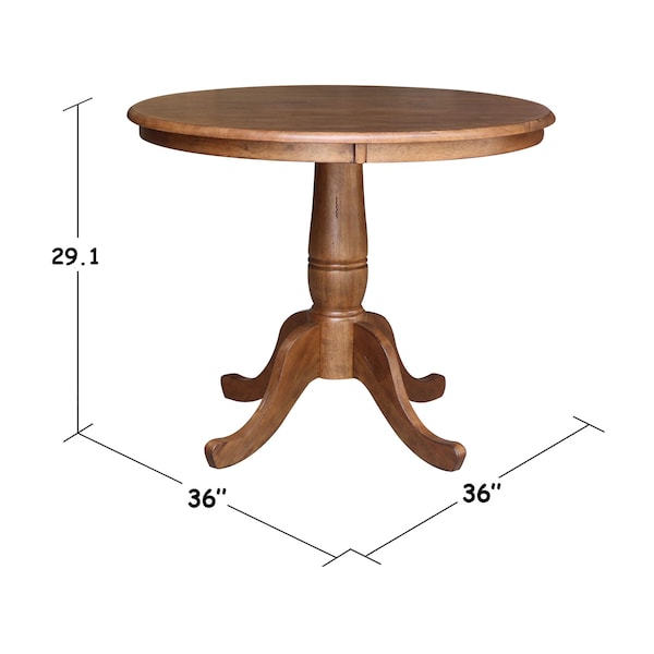 International Concepts Round 36 in Round Top Pedestal Table, 29.1 in Height, Distressed Oak, 36 in W, 36 in L, 29.1 in H - K42-36RT