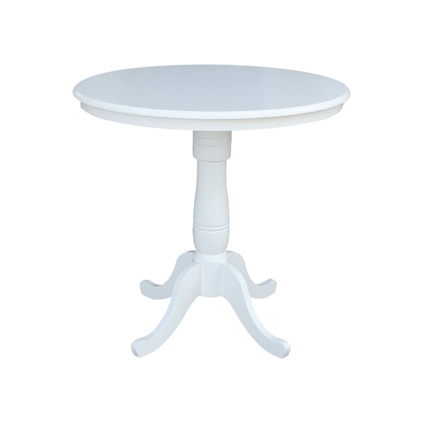 International Concepts Round 36 in Round Top Pedestal Table, 34.9 inH, White, 36 in W, 36 in L, 35.1 in H, Wood, White - K08-36RT-6B