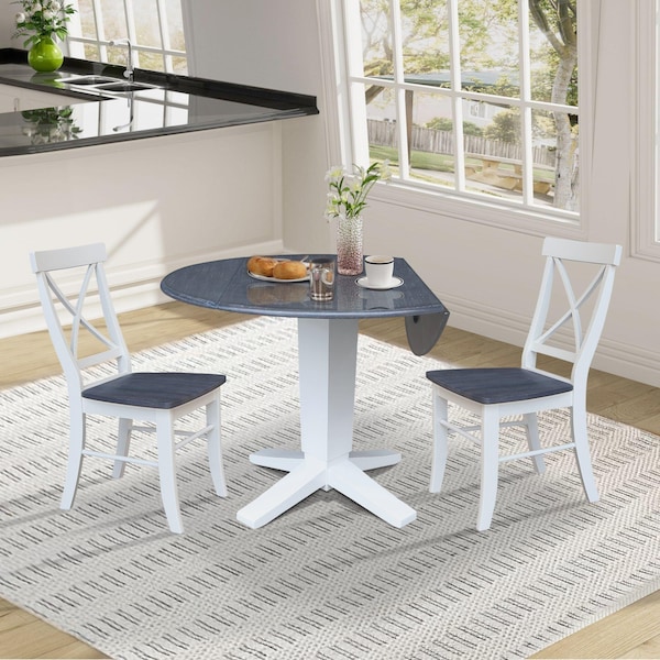 Whitewood Industries Extension Dining Tables, 45 in L, 38 in H, Parawood, 3 Piece - K05-42DPT-23-C613-2