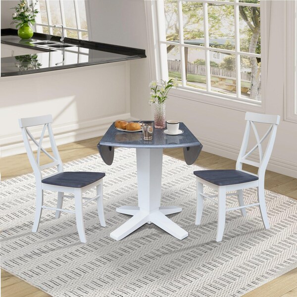 Whitewood Industries Extension Dining Tables, 45 in L, 38 in H, Parawood, 3 Piece - K05-42DPT-23-C613-2