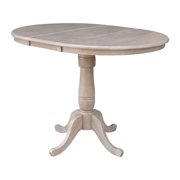 International Concepts 36 in. Round Counter Height Extension Dining Table w/12 in. Leaf and 4 Emily Counter Height Stools - K09-36RXT-S6172-4