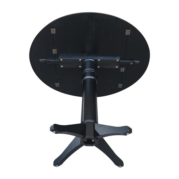 International Concepts Round 42 in Round Dual Drop Leaf Pedestal Table, 36.3 inH, Black, 42 in W, 42 in L, 36.3 in H, Wood - K46-42DPT-27B-6B