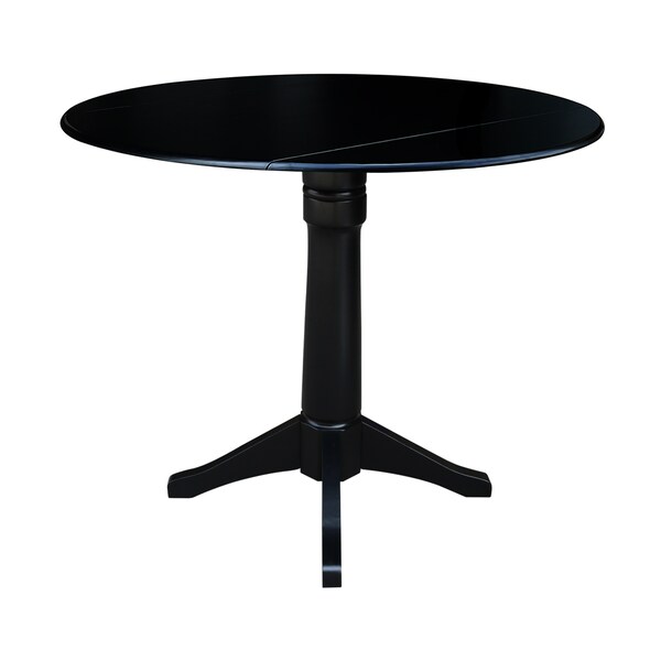International Concepts Round 42 in Round Dual Drop Leaf Pedestal Table, 36.3 inH, Black, 42 in W, 42 in L, 36.3 in H, Wood - K46-42DPT-27B-6B