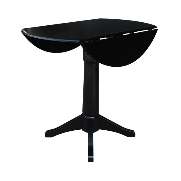 International Concepts Round 42 in Round Dual Drop Leaf Pedestal Table, 36.3 inH, Black, 42 in W, 42 in L, 36.3 in H, Wood - K46-42DPT-27B-6B