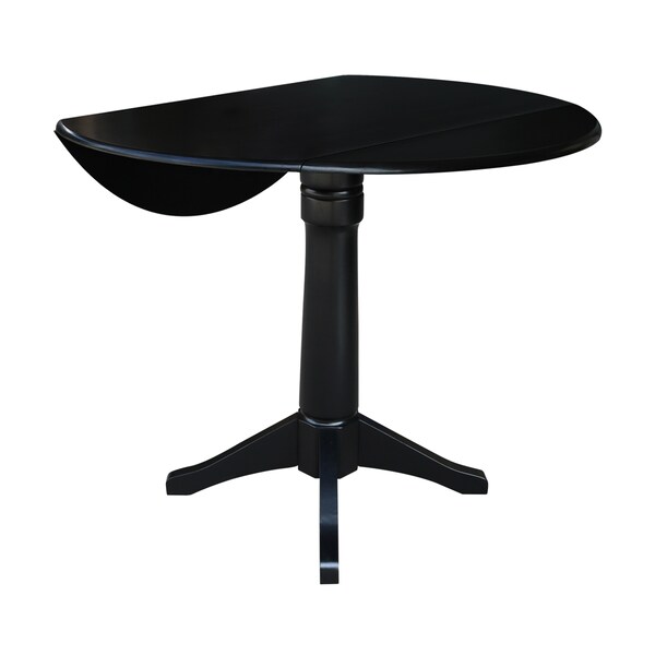 International Concepts Round 42 in Round Dual Drop Leaf Pedestal Table, 36.3 inH, Black, 42 in W, 42 in L, 36.3 in H, Wood - K46-42DPT-27B-6B
