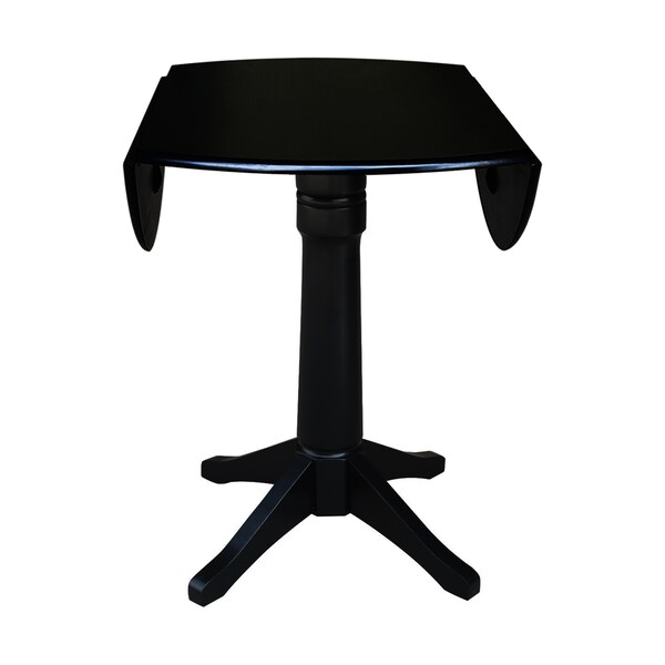 International Concepts Round 42 in Round Dual Drop Leaf Pedestal Table, 36.3 inH, Black, 42 in W, 42 in L, 36.3 in H, Wood - K46-42DPT-27B-6B