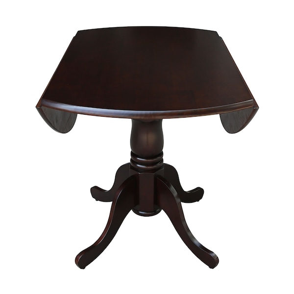 International Concepts Round 42 in Round Dual Drop Leaf Pedestal Table, Rich Mocha, 42 in W, 42 in L, 29.5 in H, Wood - T15-42DP