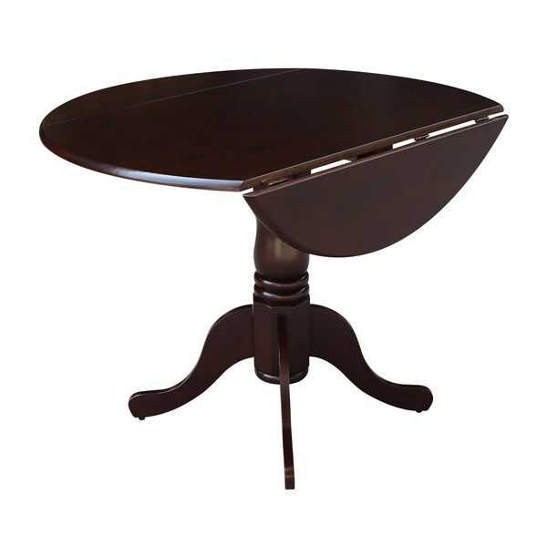 International Concepts Round 42 in Round Dual Drop Leaf Pedestal Table, Rich Mocha, 42 in W, 42 in L, 29.5 in H, Wood - T15-42DP