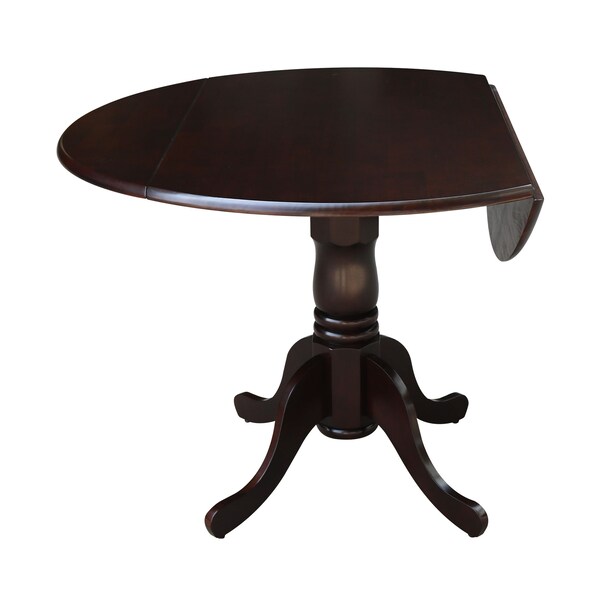 International Concepts Round 42 in Round Dual Drop Leaf Pedestal Table, Rich Mocha, 42 in W, 42 in L, 29.5 in H, Wood - T15-42DP