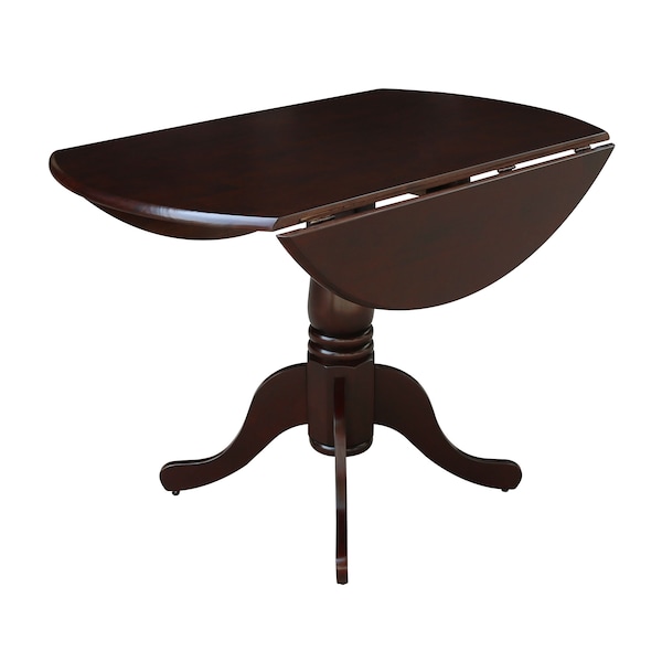 International Concepts Round 42 in Round Dual Drop Leaf Pedestal Table, Rich Mocha, 42 in W, 42 in L, 29.5 in H, Wood - T15-42DP
