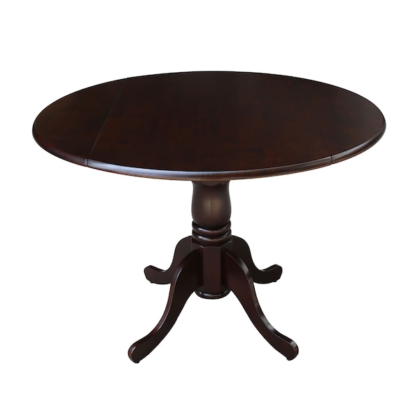 International Concepts Round 42 in Round Dual Drop Leaf Pedestal Table, Rich Mocha, 42 in W, 42 in L, 29.5 in H, Wood - T15-42DP
