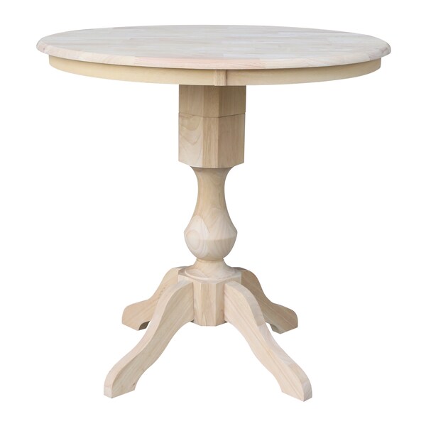 International Concepts Round 36 in Round Top Pedestal Table, 34.9 inH, Unfinished, 36 in W, 36 in L, 35.9 in H, Wood - K-36RT-11P