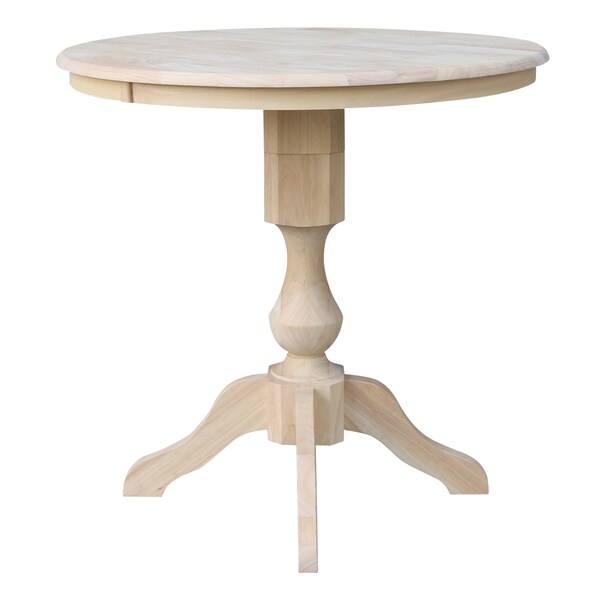 International Concepts Round 36 in Round Top Pedestal Table, 34.9 inH, Unfinished, 36 in W, 36 in L, 35.9 in H, Wood - K-36RT-11P