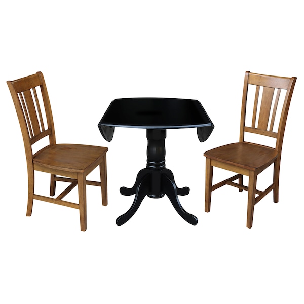 International Concepts 42 in. Dual Drop Leaf Table with 2 Splat Back Dining Chairs - 3 Piece Dining Set - K46-42DP-C59-10P